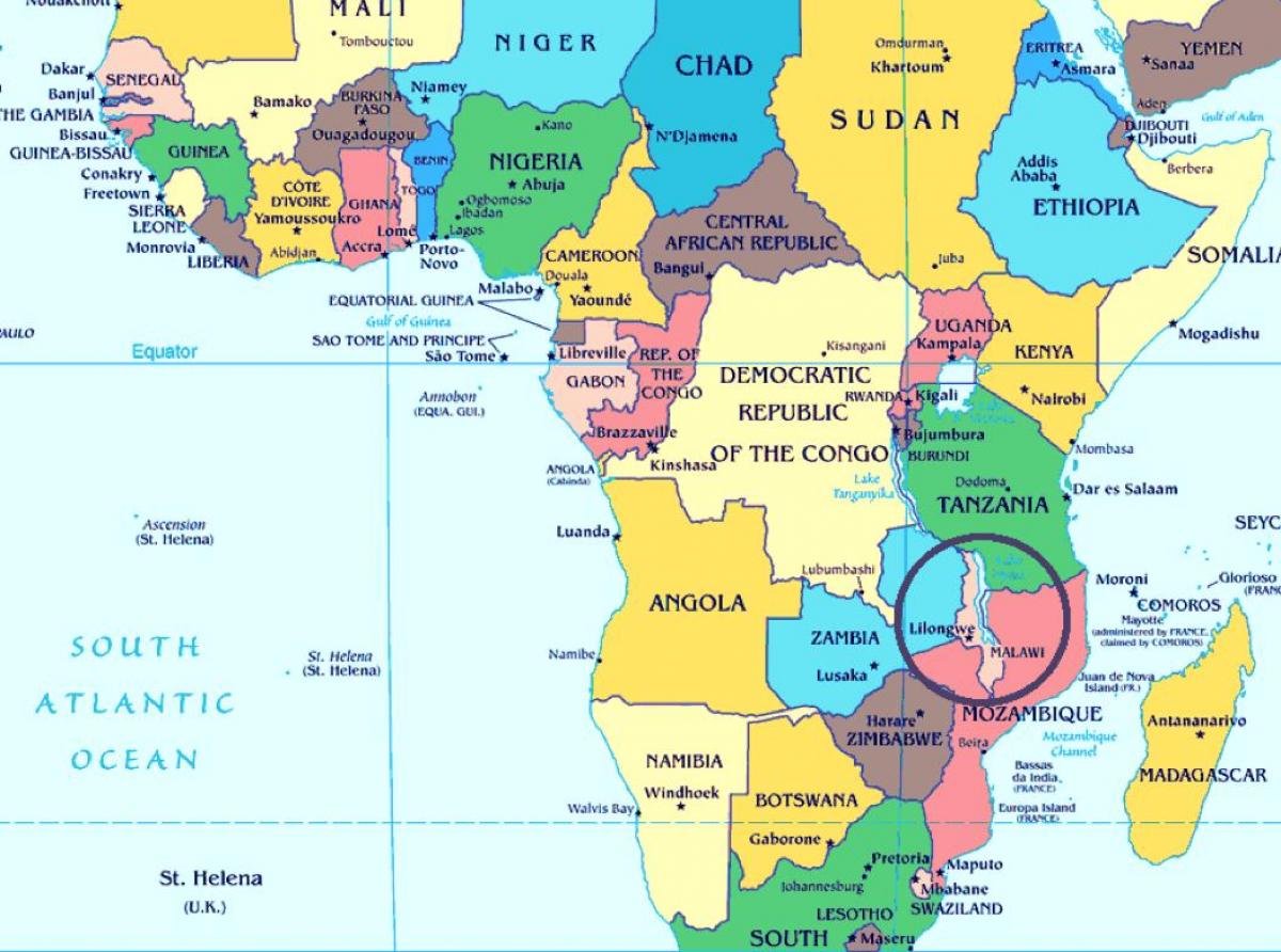 Malavi ölkə dünya xəritəsində